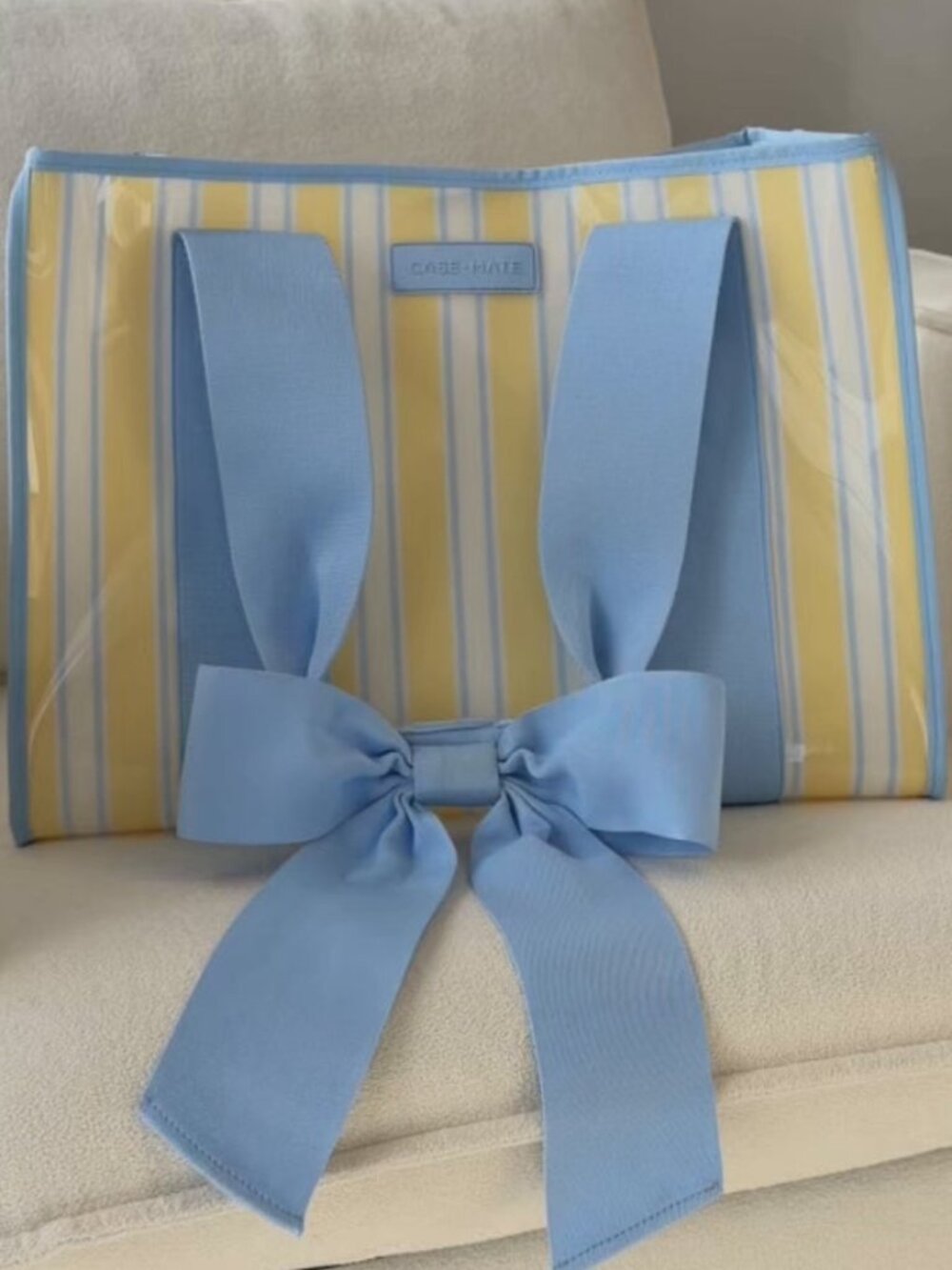 Case-Mate Cabana Striped Blue Bow Jelly Tote Waterproof Beach Bag Gym Travel NWT - Picture 7 of 8